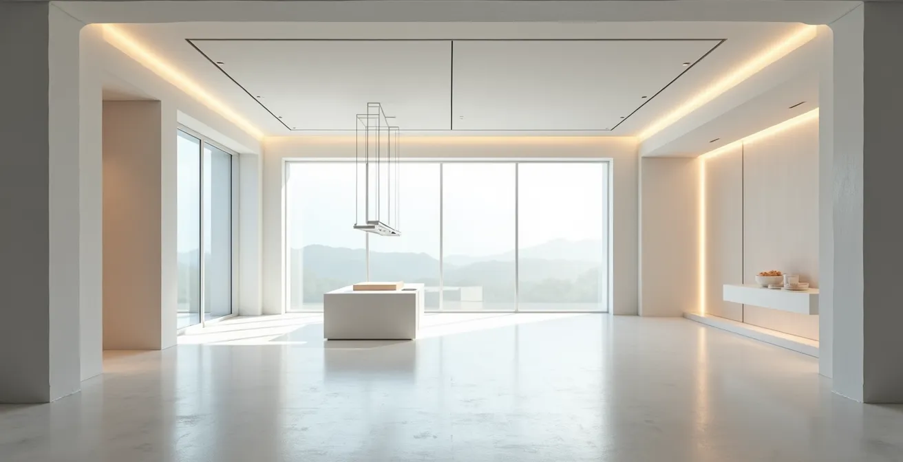 Intérieur de commerce moderne avec espace épuré et lignes architecturales